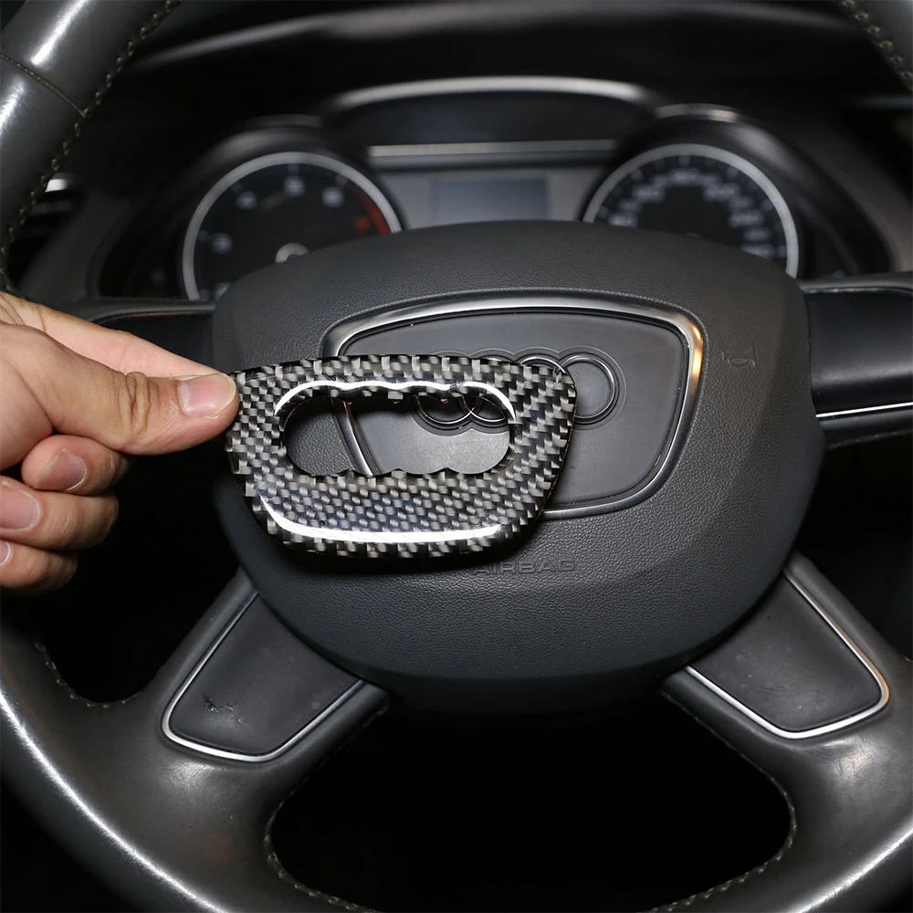 

Отделка кольца на рулевое колесо автомобиля, наклейка из углеродного волокна, наклейка, декоративная Обложка для Audi A4 B8 A6 C6 Q5 8R Q7 4L A3 8V, автомо...