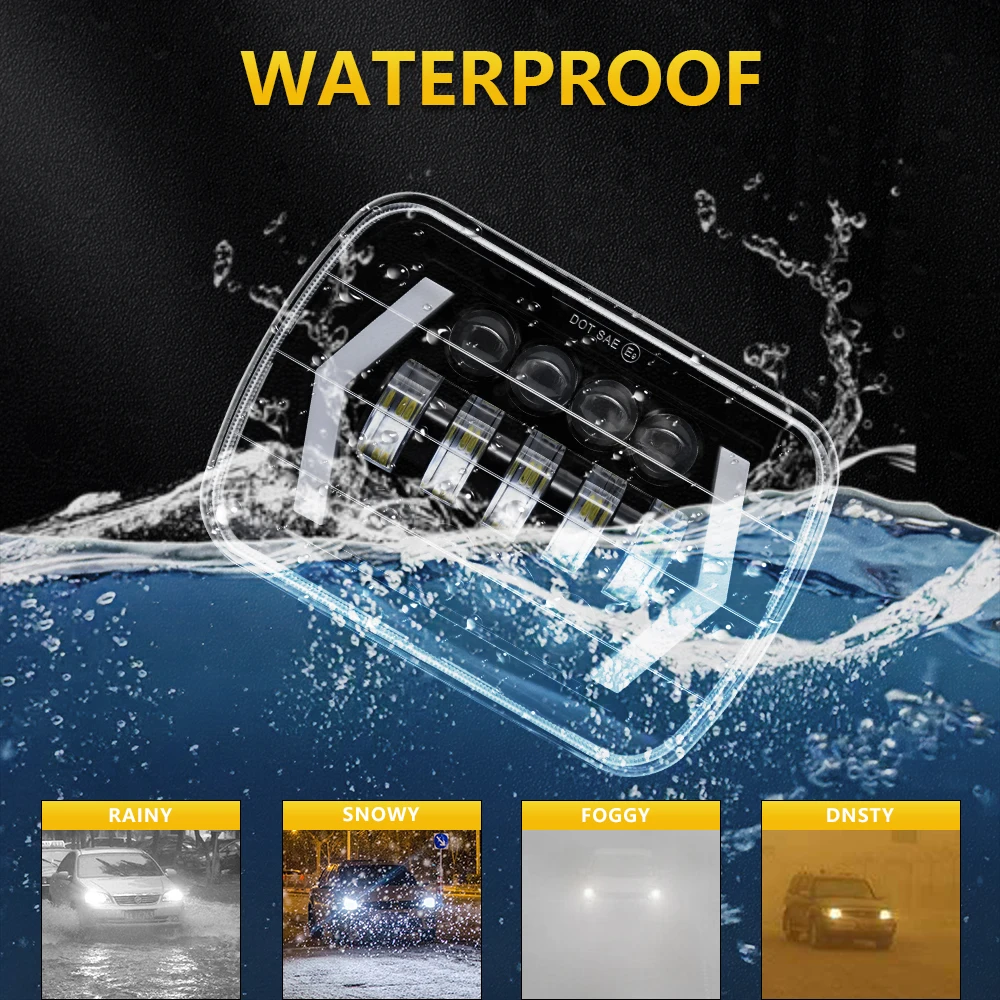 MONDEVIEW 7-дюймовые квадратные фары H4 Wrangler 5x7/6x7 Автомобильные светодиодные фонари 6500K