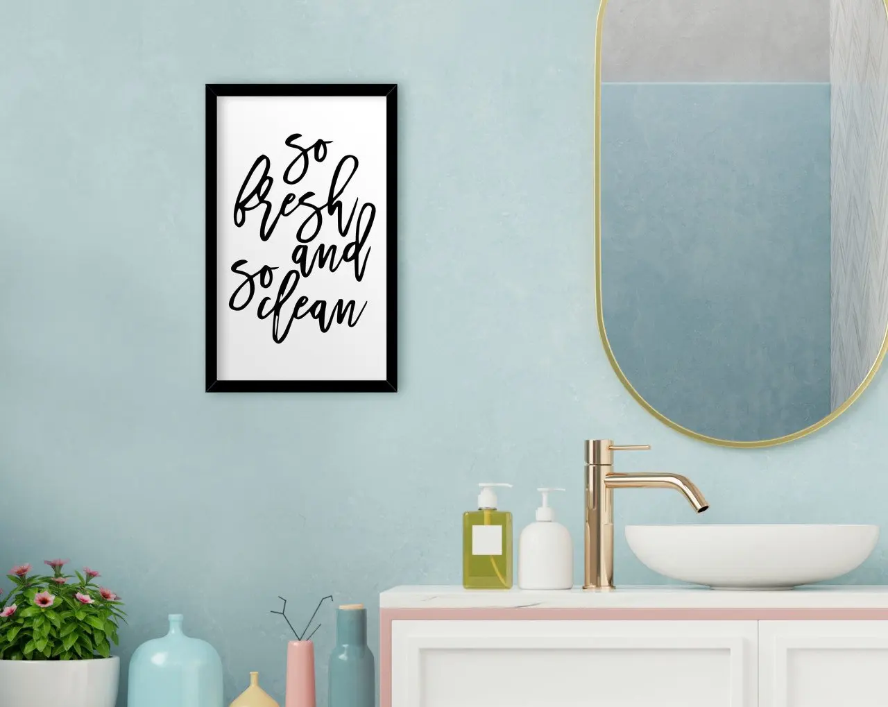 

BK Home So Fresh So Clean Decorative Wood Black Framed Tablo-1
