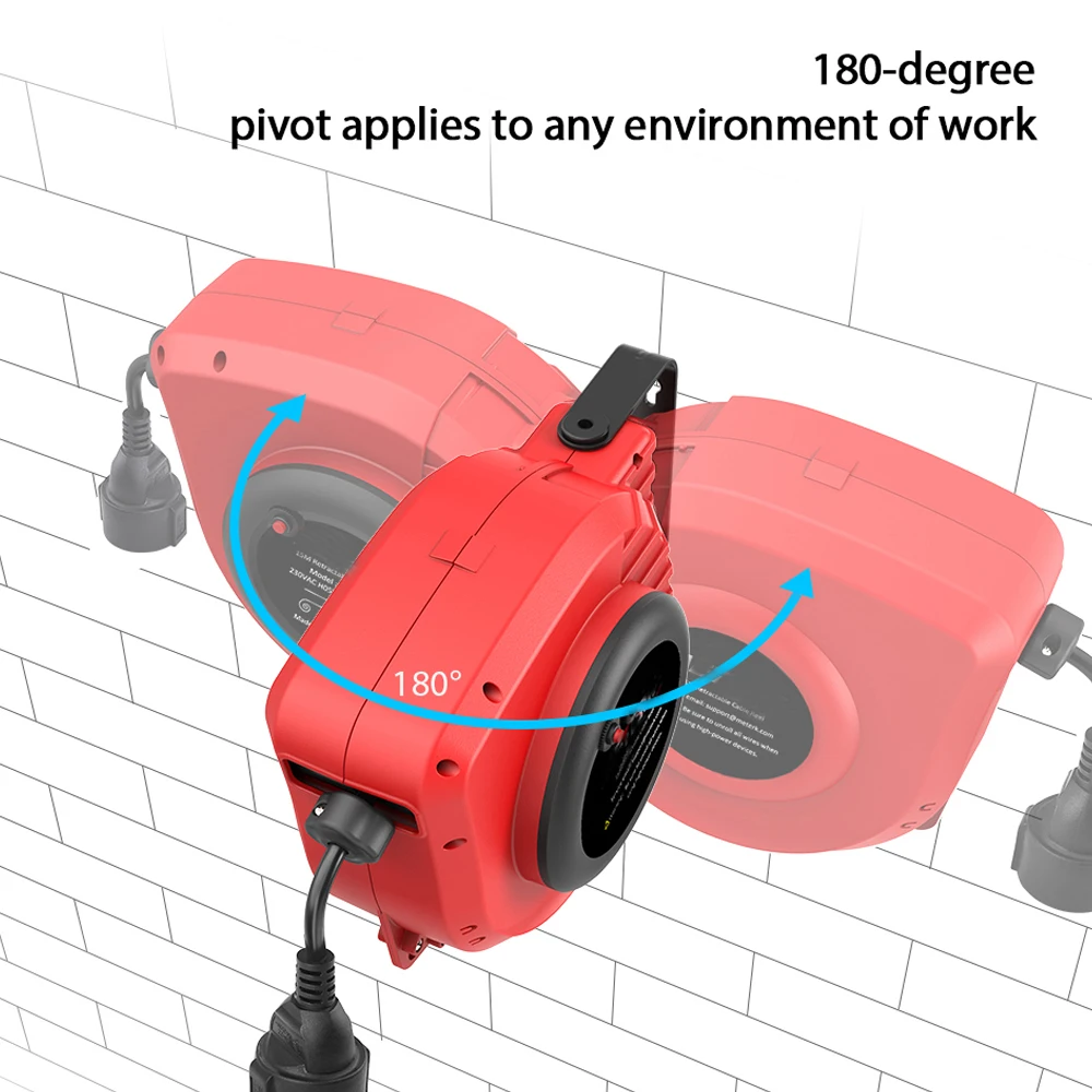 Meterk 50FT 120V 1500W Retractable Cord Reel Wall Mounted Auto-retract Hose Adjustable Stopper Power Tool Accessories - купить по