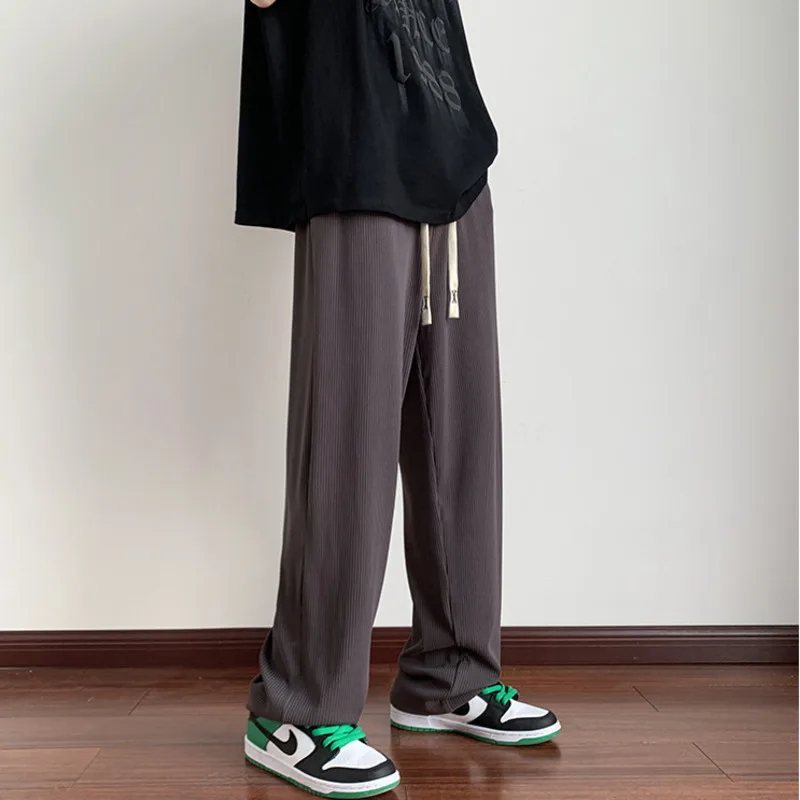 

Брюки мужские с прямыми штанинами, повседневные плиссированные винтажные свободные уличные штаны, модные брендовые брюки с высокой талией ...