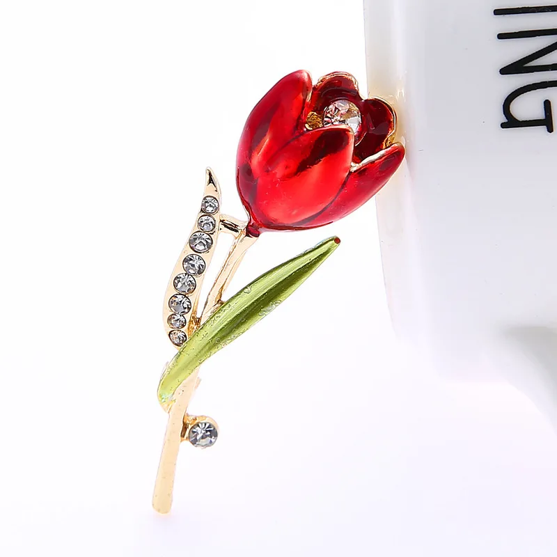 

Elegant Tulip Rhinestone Flower Brooch Pin Crystal Costume Jewelry Clothes Accessories Jewelry Brooches Gift Wedding Pins