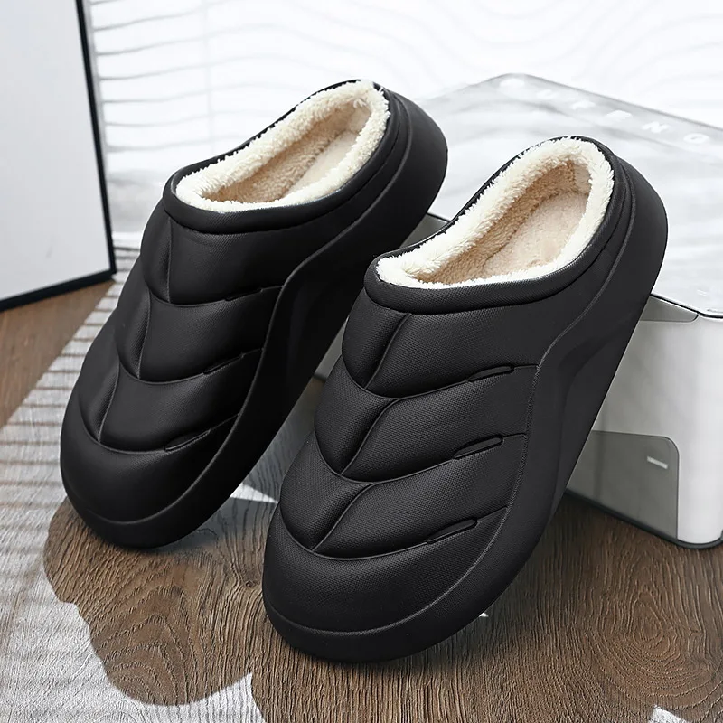 

2023 Autumn Winter New Cotton Slippers Soft Bottom Non-slip Leisure Slippers Thick Bottom Waterproof Fashion Couple Slippers