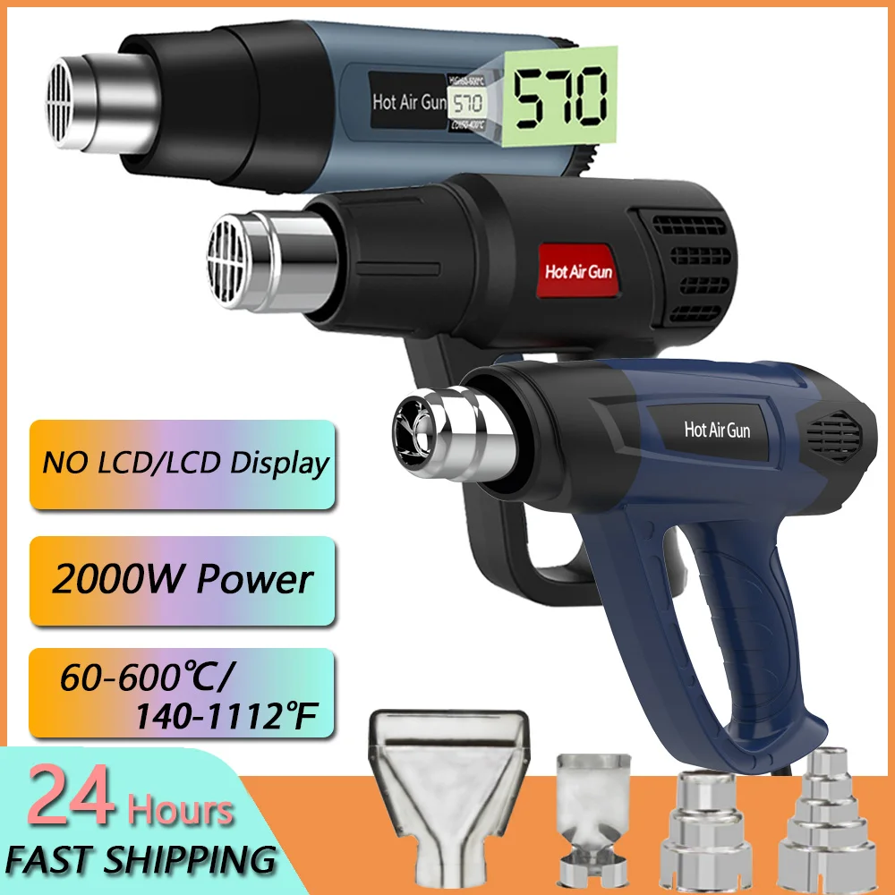 

Heavy Duty Heat Gun 2000W Adjustable Electrical Hot Air Gun Air Dryer for Soldering Thermal Blower Shrink Wrapping Tools