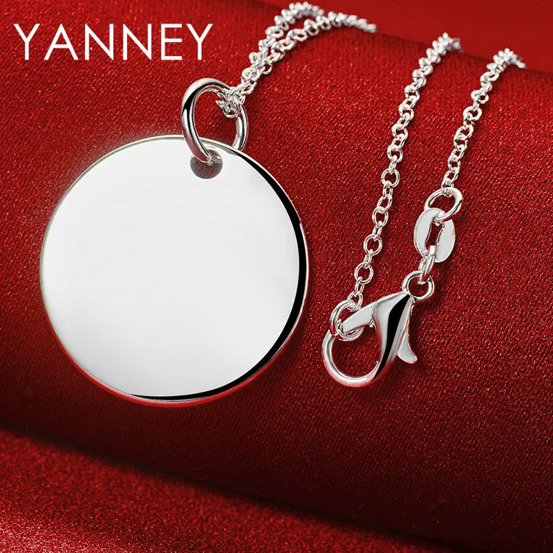 Ожерелье женское из серебра 925 пробы с гладкой круглой поверхностью 16-30 дюймов