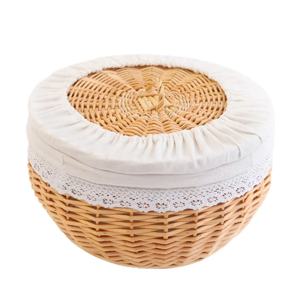 

Food Storage Basket Round Wicker Decorative Woven Craft Box Delicate Bread Pastry