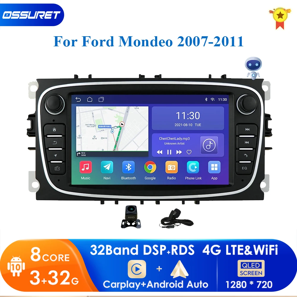 $104.99 For Ford/Focus/S-Max/Mondeo 9/GalaxyC-Max Car Radio Multimedia Video Player Navigation GPS Android 10 NO DVD 2din 2 din 2.5D 4G