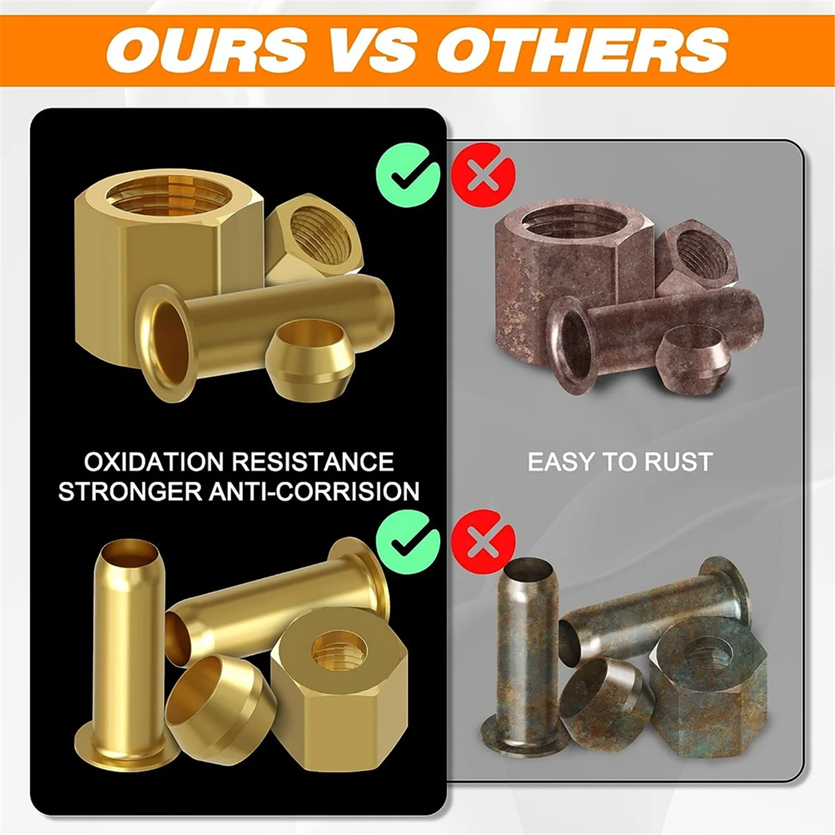 Ассортимент компрессионных фитингов из 180 шт. (1/4 дюйма 3/8 5/16 1/2 дюйма) латунного