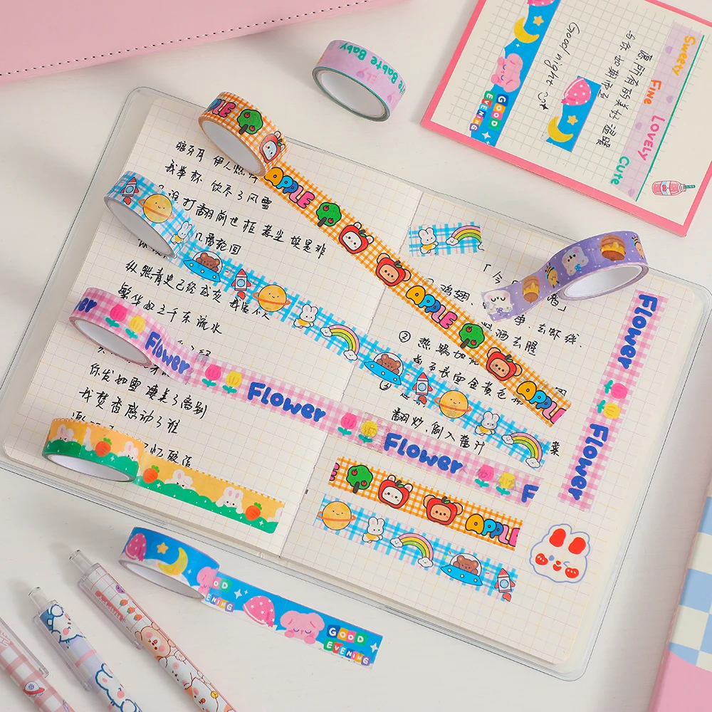 

3Roll/set Kawaii Decorative Tape DIY Diary Journal Washi Tape Adhesive Tape Collage Material Kawaii School Stationery