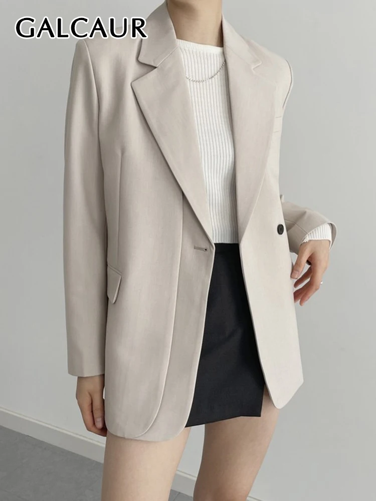 

Блейзер GALCAUR женский с длинным рукавом, пиджак в стиле пэчворк на одной пуговице, приталенный, с английским воротником, одежда на осень, 2022