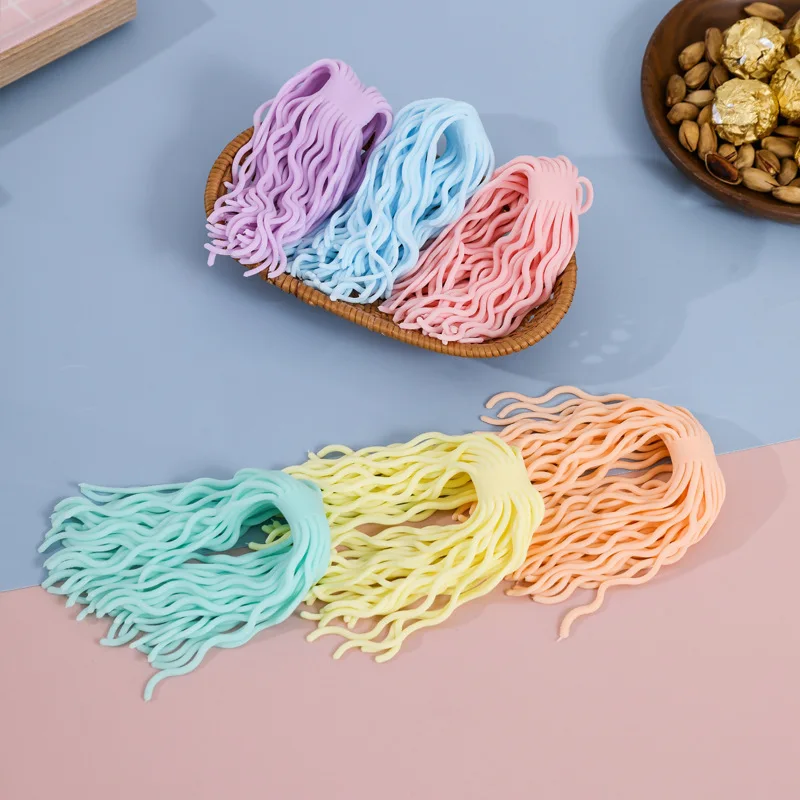 

2 Pcs Novelty Funny TPR Soft Elastic Decompression Noodles Children Elastic Rope Creative Color Soft Elastic Venting Noodle Toys