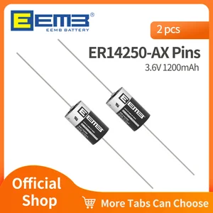 2PCS EEMB 3.6V 1/2 AA Battery ER14250 Lithium Battery with AX Pin 14250 1200mAh Batteries for PLC Alarm Sensor