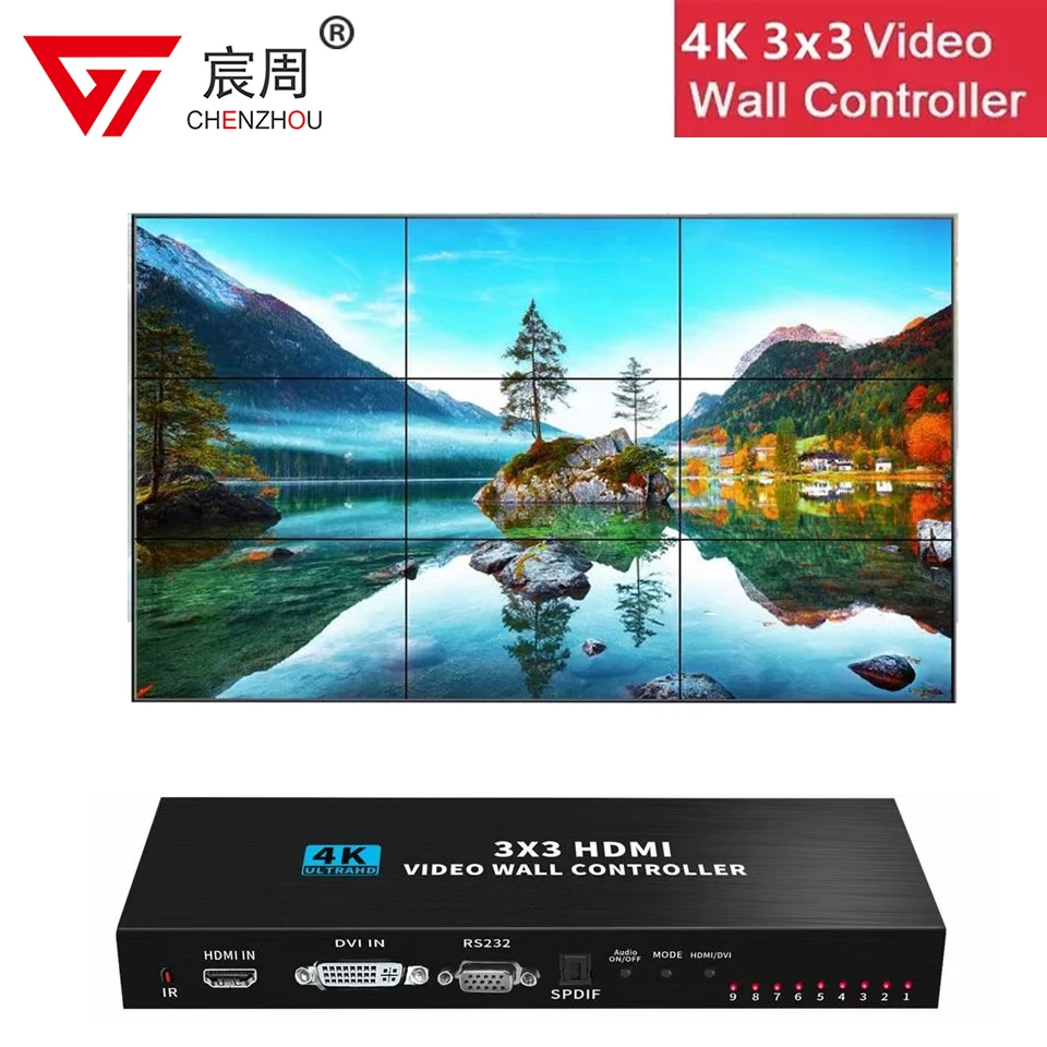 Настенный видеоконтроллер 4K HD 1080P 3x3 HDMI DVI 1X2 1X4 1X3 2X1 3X1 4X1