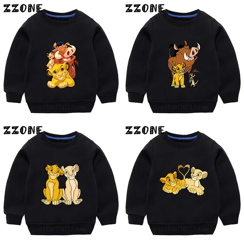 

Disney Cartoon Kids Sweatshirts Lion King Cute Simba Print Children Hoodies Baby Pullover Tops Autumn Spring Girls Boys Clothes