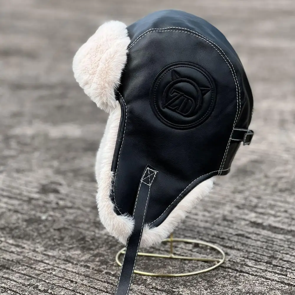 

Outdoor Hat Stylish Super Soft Fixing Strap Coldproof Letter Bomber Hat for Cycling Women Hat Earflap Hat
