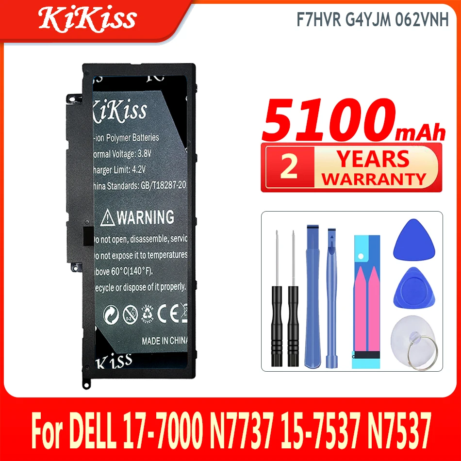

KiKiss Battery F7HVR G4YJM 062VNH 5100mAh For DELL Inspiron 17-7000 N7737 15-7537 N7537 High Capacity Bateria