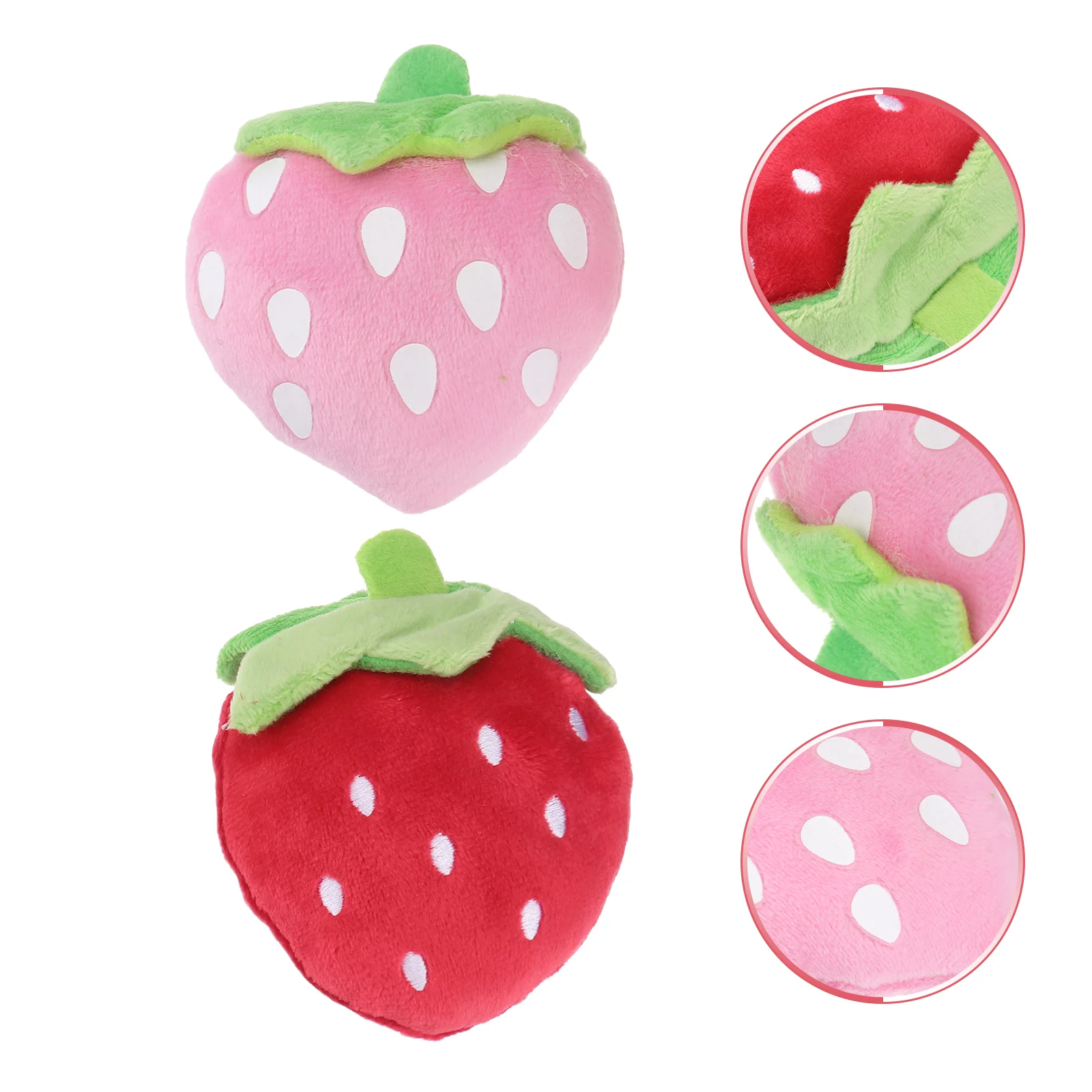 

2pcs Red Pink Plush Toys Fruit Cartoon Supplies Squeaky Plaything for Pet Dog Cat