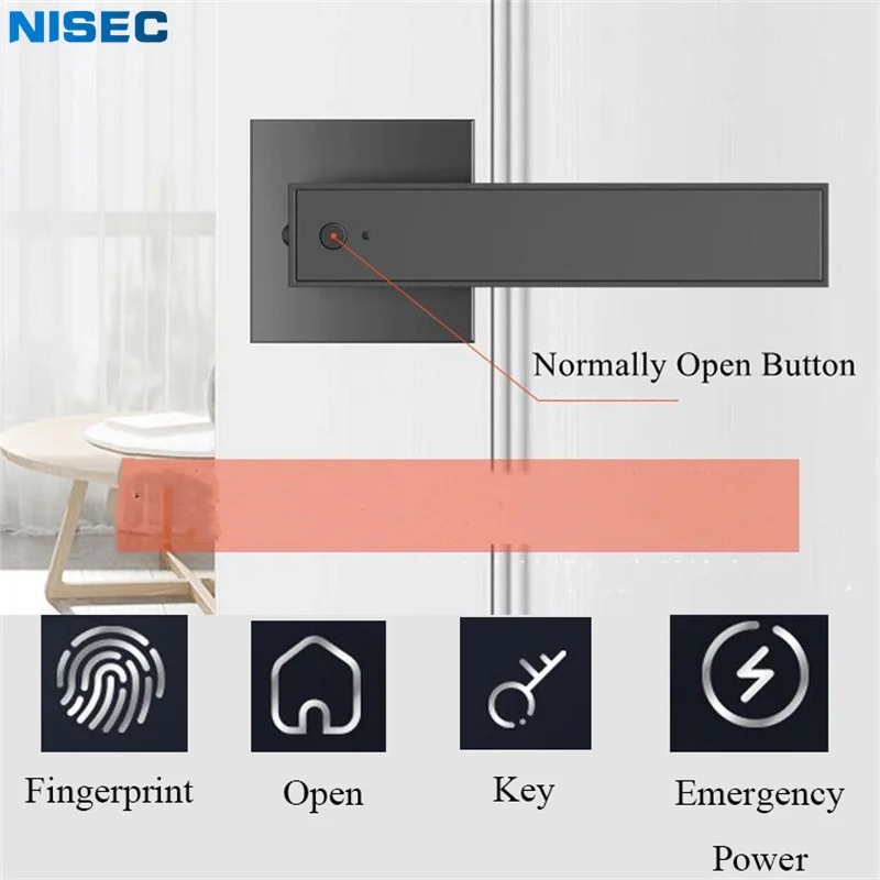 

Indoor Room Door Office Wooden Door Fingerprint Lock Home Bedroom