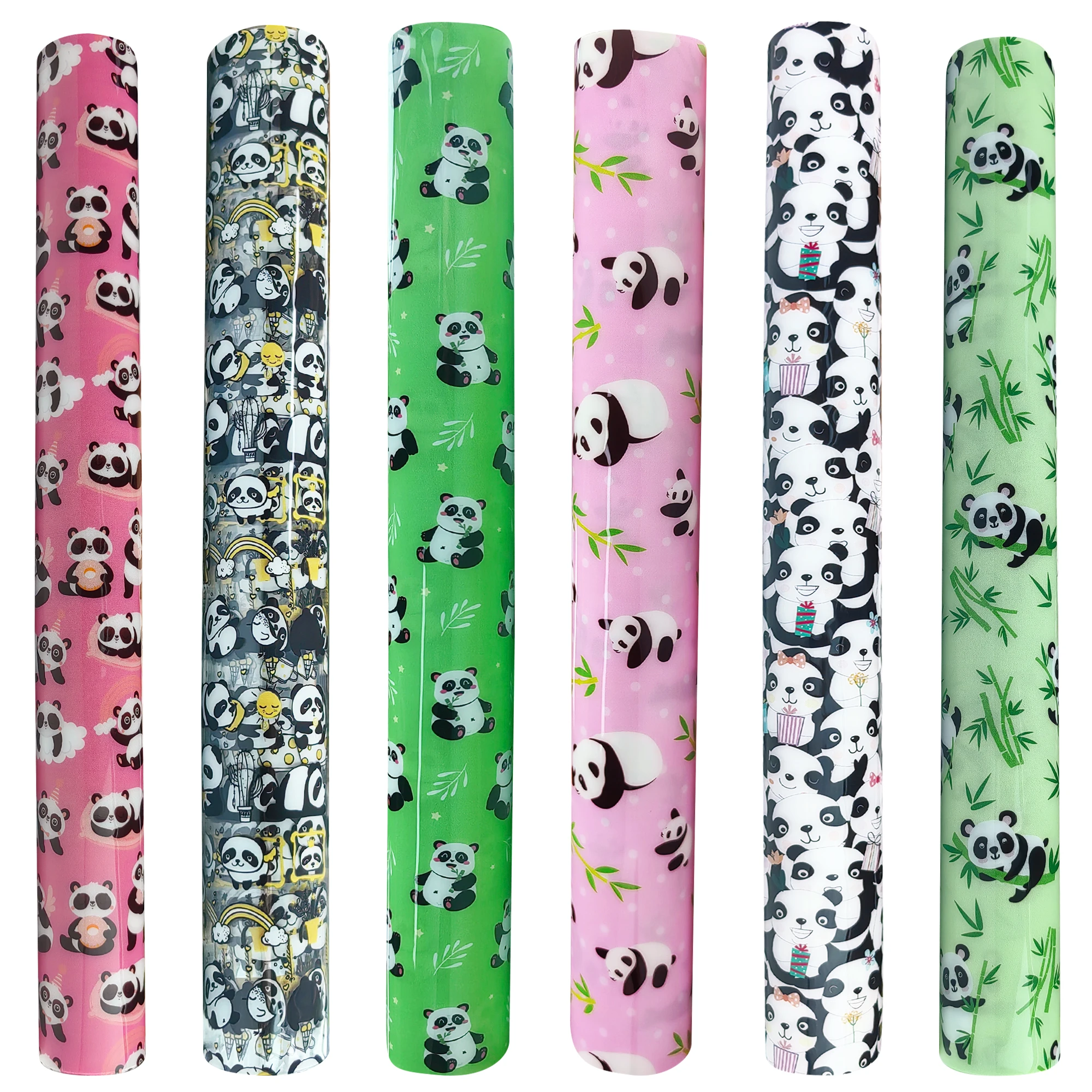 

30X135CM Transparent TPU Faux Leather Roll Cute Panda Synthetic Leather Vinyl Fabric DIY Earring Bows Home Textile Phone Case