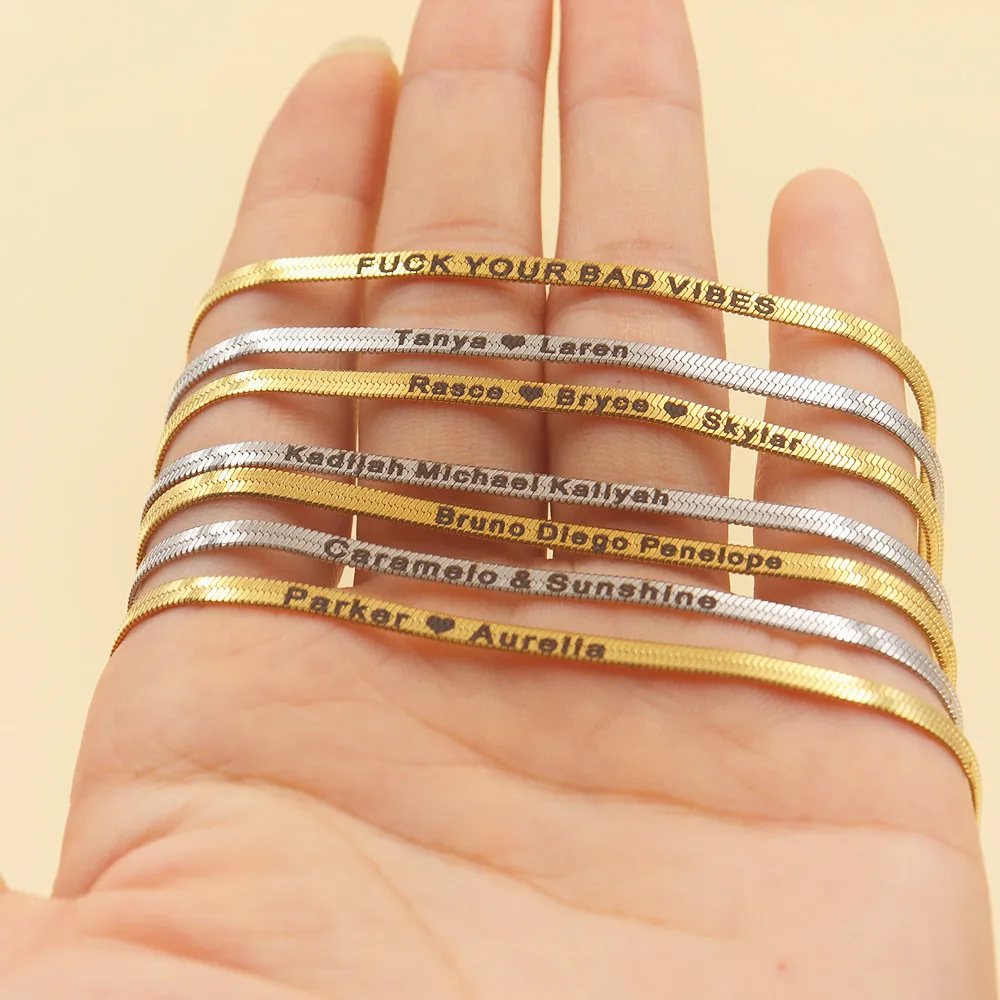 

Ожерелье-цепочка под заказ с гравировкой имени змеи женское ожерелье из нержавеющей стали в стиле хип-хоп и панк для вечеринок