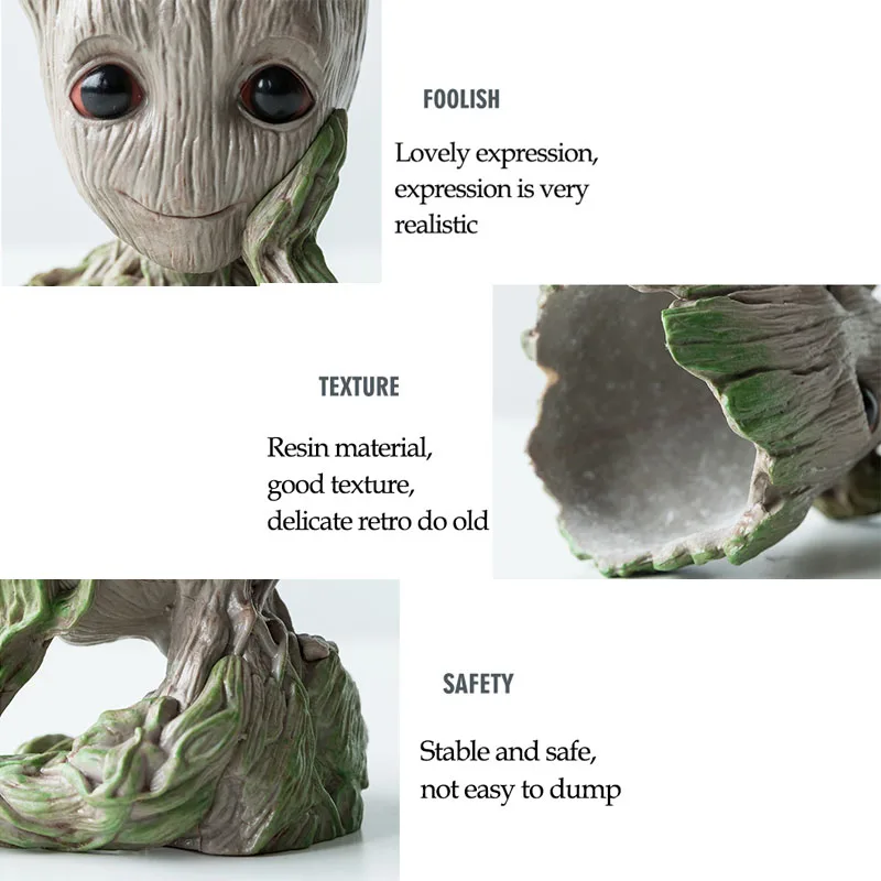 Plastic Tree Man Pots Groot Flower Planter Succulents Container Household Items Home Office Storage Stationery Organizer Present images - 6