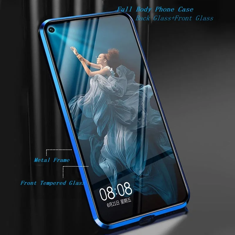 Металлический магнитный чехол для Samsung A55 A54 A35 A25 A24 двухсторонняя стеклянная