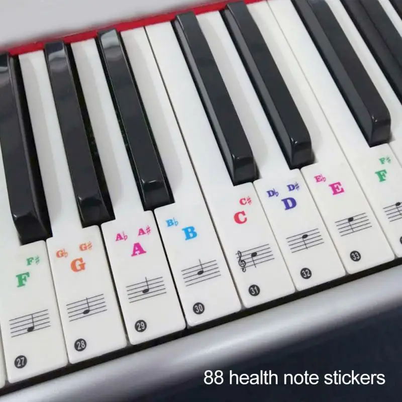 

1 Set Color Piano Stickers For 49/61/76/88 Key Keyboards Transparent Removable Piano Spectrum Sticker