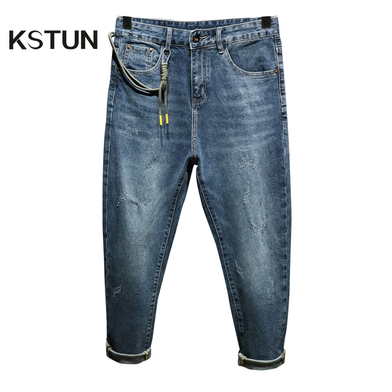 Mens Baggy Jeans Denim Harem Pants Men Loose Fit Stretch Blue Fashion Desinger Streetwear Men's Clothing Male Long Trousers Boys