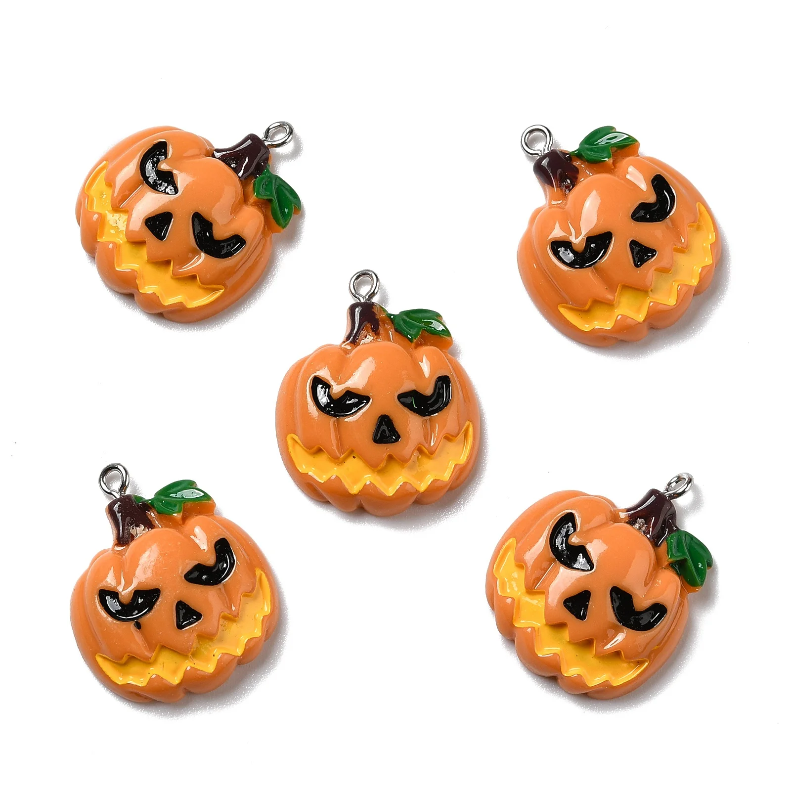 

20pcs Halloween Opaque Resin Pendants Colorful Owl Pumpkin Ghost with Platinum Tone Iron Loops Charms Party Decor Jewelry DIY