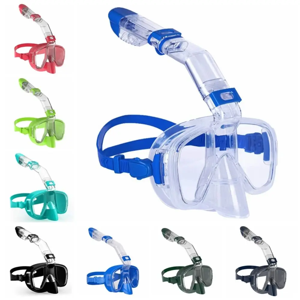 

Anti-Fog Diving Masks Waterproof Integrated Breathing Tube Half Face Diving Mask Professional Adjustable Eyewear Strap