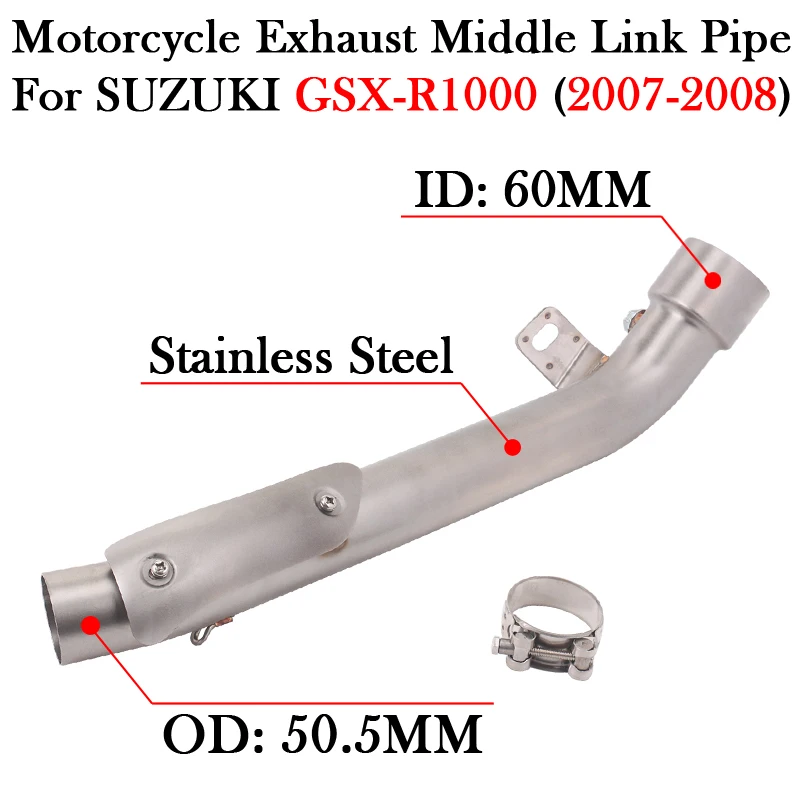 

Слипоны для SUZUKI GSX-R1000 GSXR1000 GSX R1000 K7 K8 2007 2008 выхлопная средняя звеньевая труба для выхлопной трубы 51 мм Глушитель