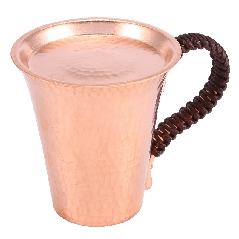 

1Pc Handmade Thickened Pure Copper Water Tea Wine Beer Espresso Coffee Cup With Copper Dishes Anti-Scalding Handle