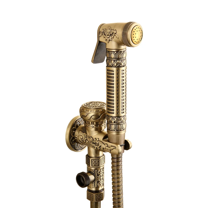

Brass Antique Health Faucet Wall Mounted Brass Bidet Faucet Toilet Spray Gun Faucet Cleaner Flush Booster Nozzle Bidet