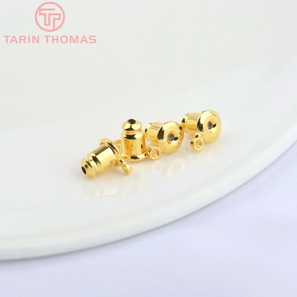 (5121) 20 шт. 6*5 мм 24-каратного золотого цвета латунная крышка резиновые серьги в