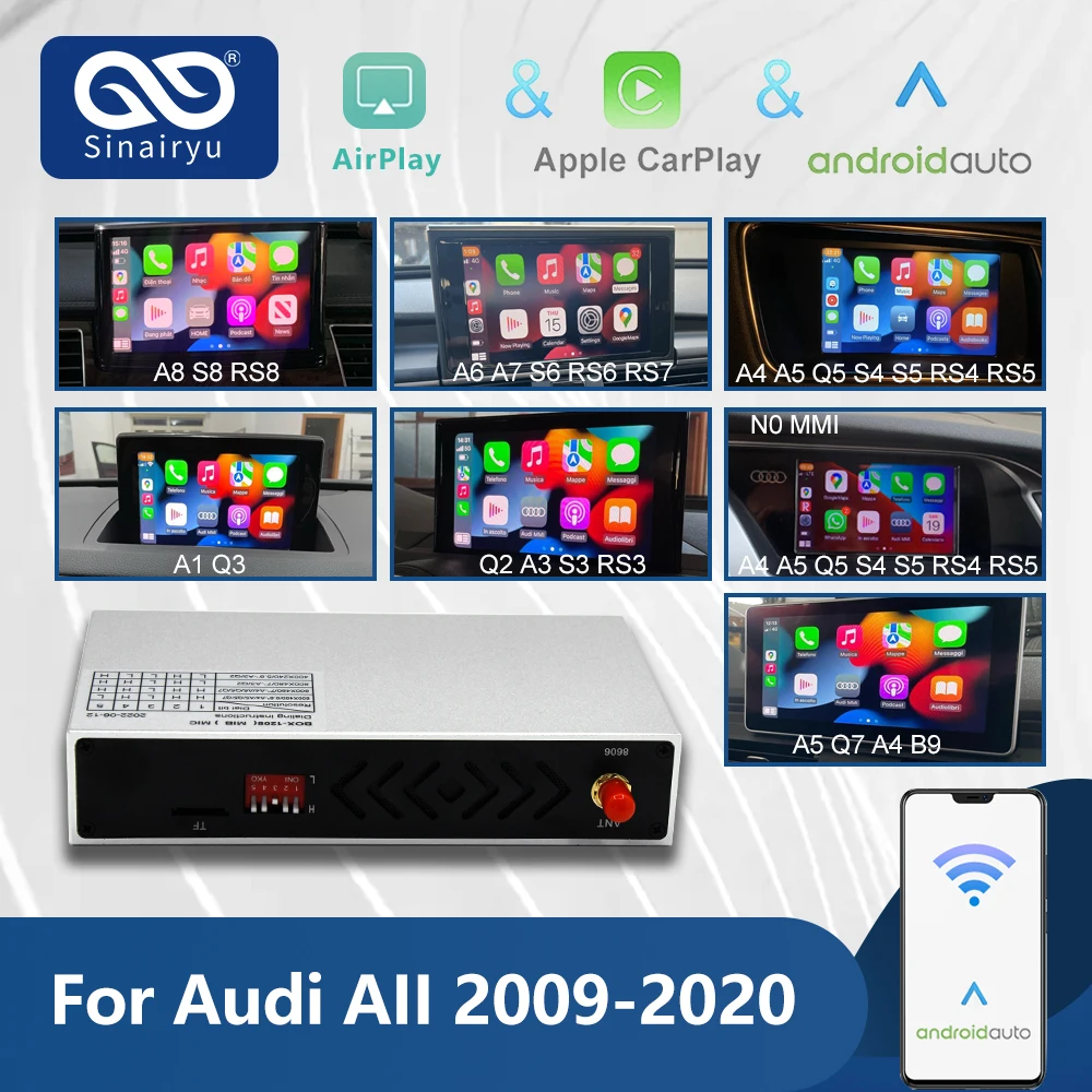 

Wireless Apple CarPlay Android Auto Interface for Audi A3 A4 A5 A6 A7 A8 Q3 Q5 Q7, with Mirror Link AirPlay Car Play Functions