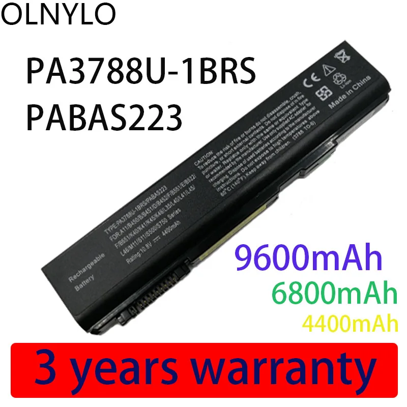 

laptop battery For Toshiba PA3788U-1BRS/1BRS PA3786U PA3787U Satellite Pro S500 S750 Tecra A11 M11 S11 K46 K45 K40 K41 L46 L40