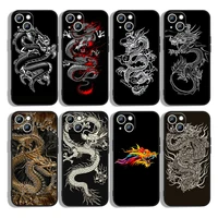 creative design chinese dragon for iphone 13 12 mini 11 xs pro max xr x 8 7 6s 6 plus 5 5s se 2020 black phone case cover capa