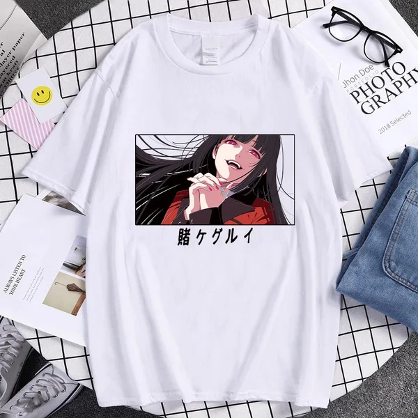 Японское аниме Kakegurui футболка женская Kawaii мультфильм Jabami Yumeko летние футболки