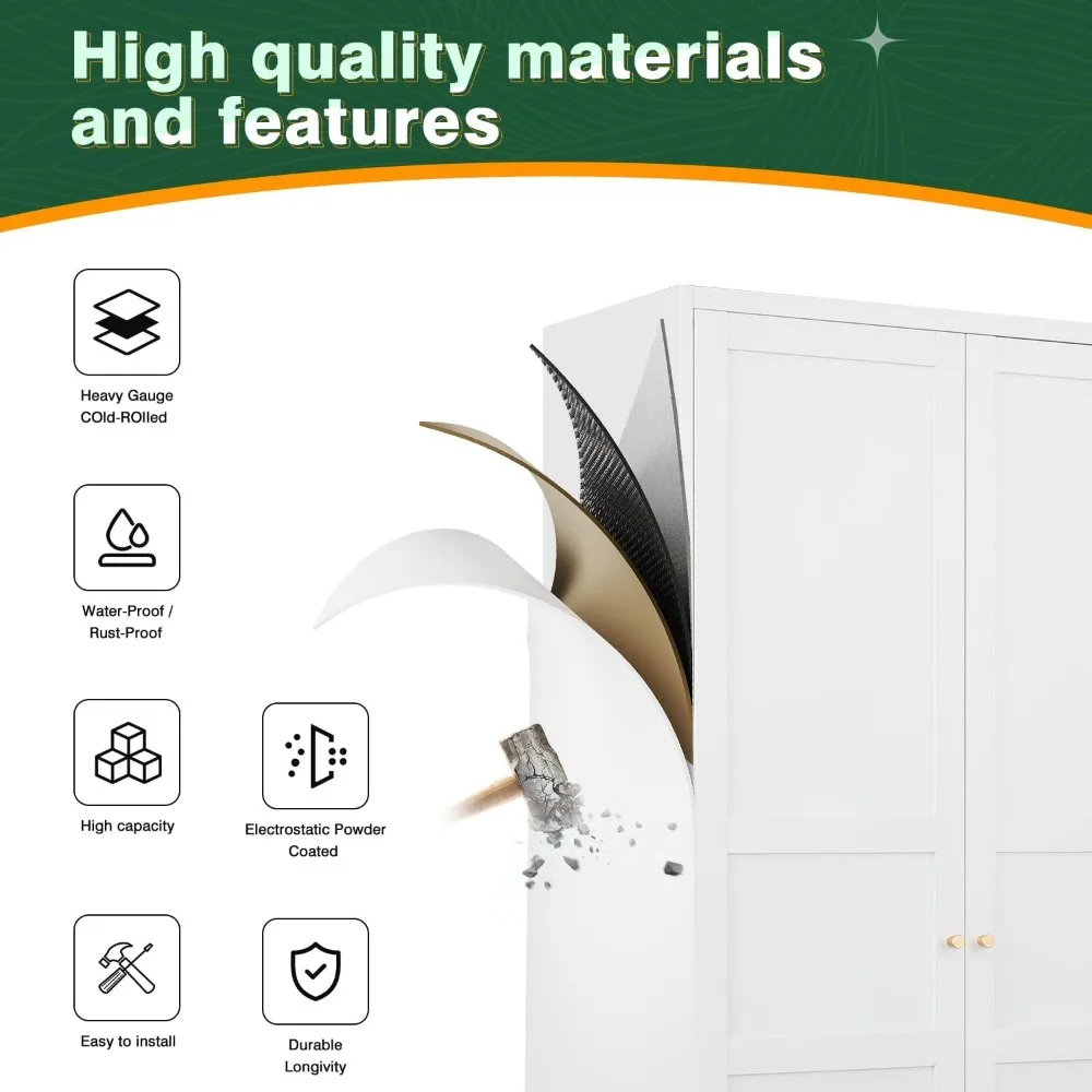 Шкаф-гардероб шкафчик 72 дюйма металлический шкаф для хранения с регулируемыми
