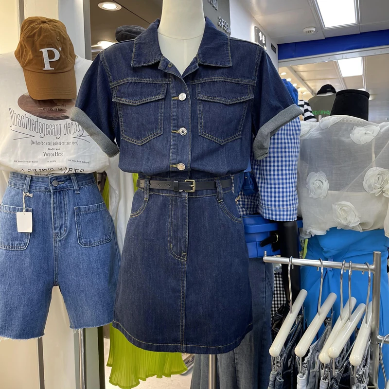 

Женское джинсовое платье в Корейском стиле, яркое свободное яркое платье в Корейском стиле, лето 2022