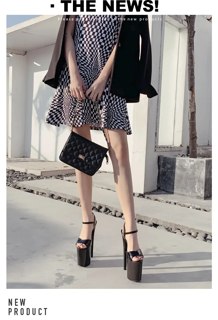 Туфли женские из лакированной кожи сандалии на платформе тонкий каблук 20 см