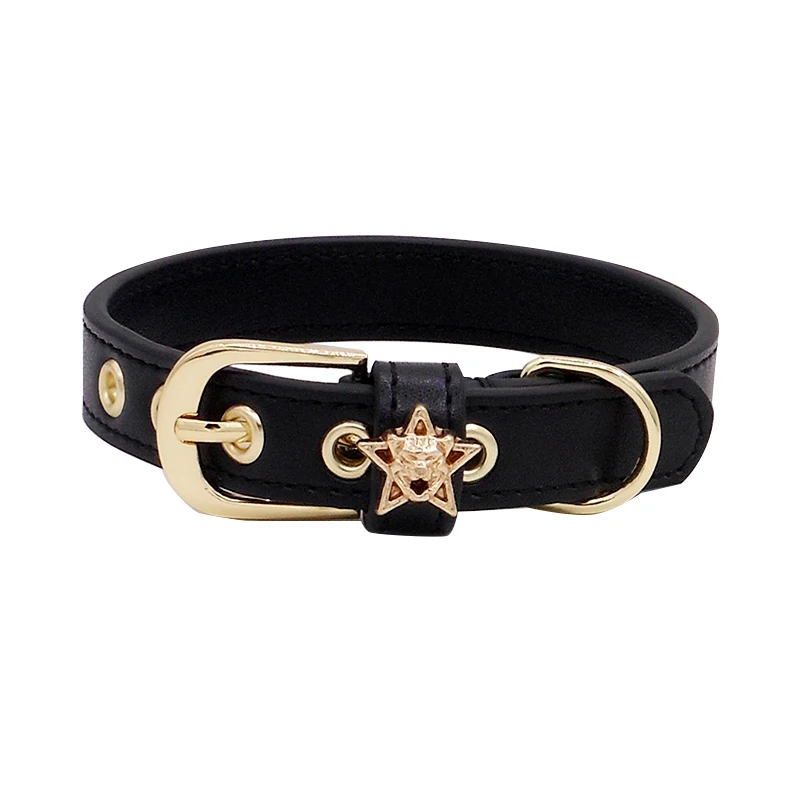 

Ошейник для домашних животных из черной воловьей кожи, ожерелье без сцепления для собак и кошек