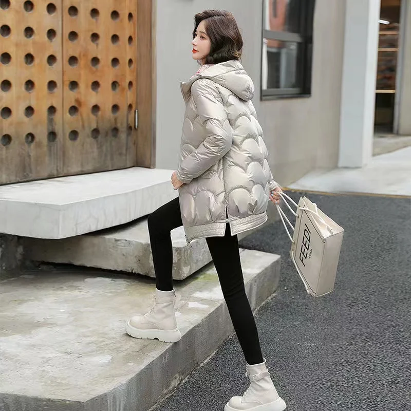 Winter Down Jacket Women 2022 Warm Autumn Glossy Cotton Padded Coat Female Casual Stand Collar Pocket Zipper Jacket Lady Parka