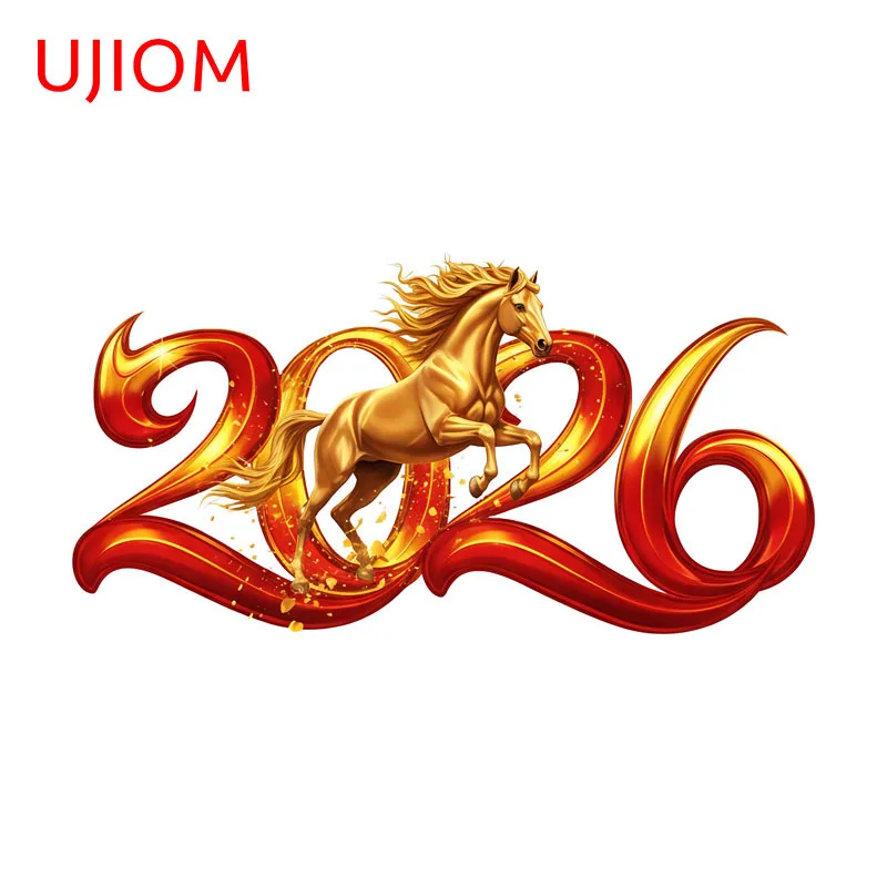 Фото UJIOM Hot Red Horse 2026 Наклейка на стену, модный индивидуальный декор, тематические товары Tiki, украшение для комнаты, индивидуальные обои №1