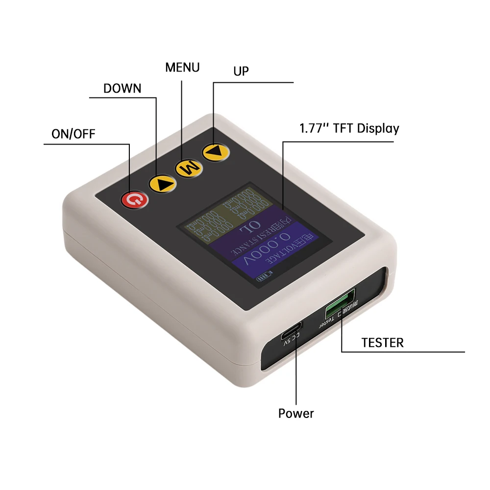 4-проводной высокоточный тестер внутреннего сопротивления постоянного тока 5 В 1