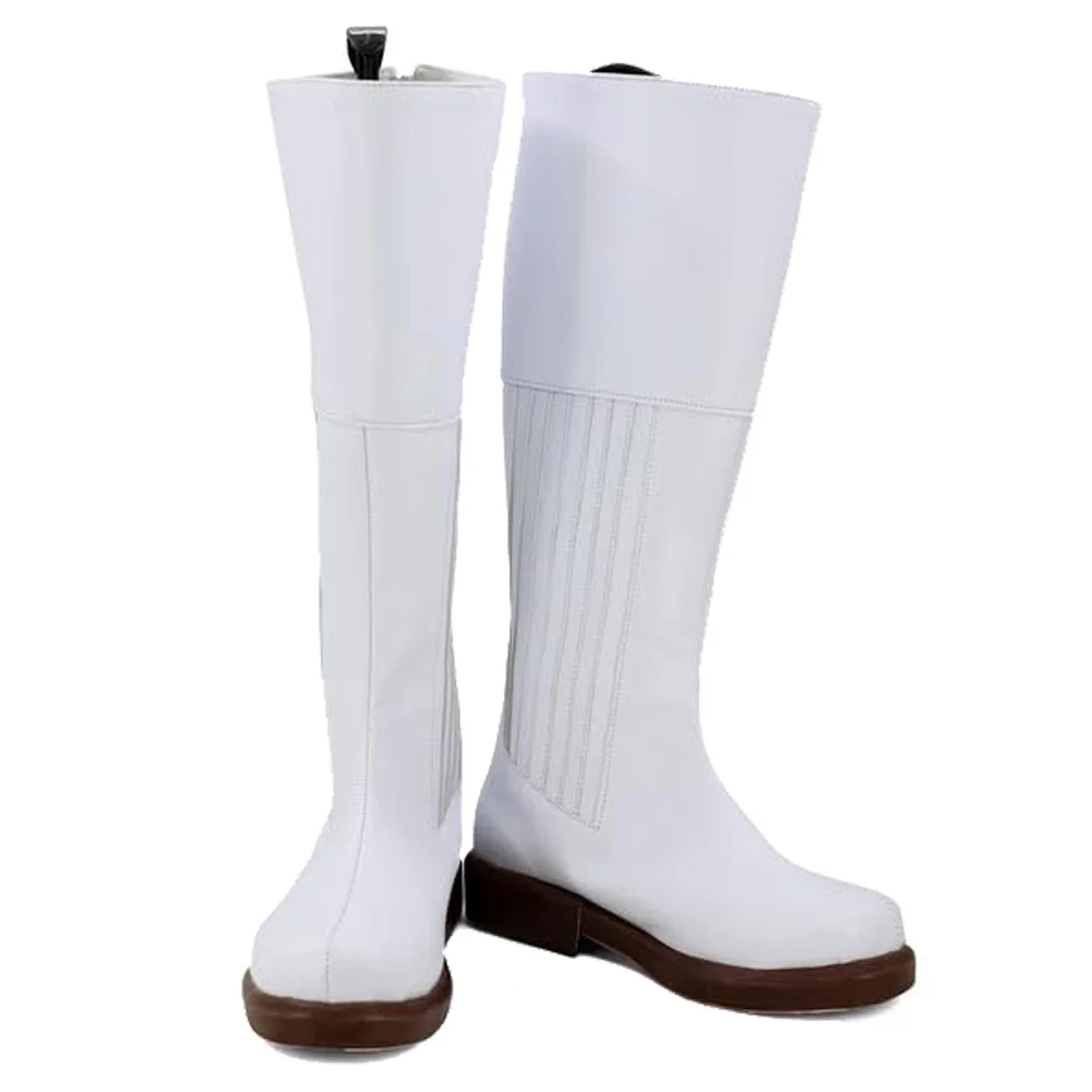 Женские длинные ботинки для косплея Leia белые с изображением кино космоса боевых