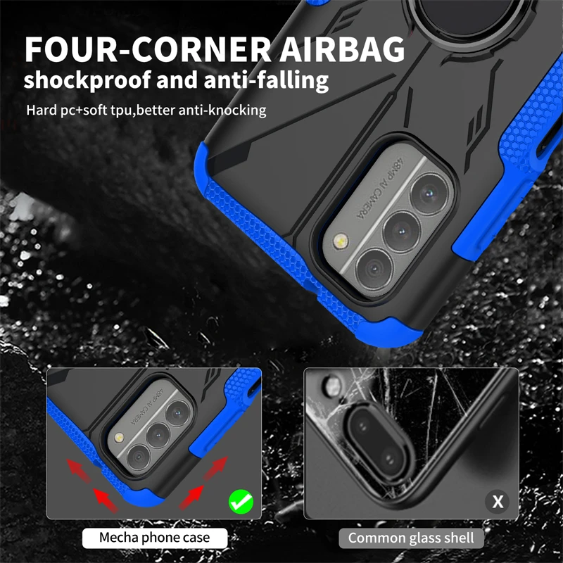 For Nokia G400 Case For Nokia G400 Cover Armor Silicone Shockproof Rubber Stand Ring Protector Case For Nokia G400 Cover