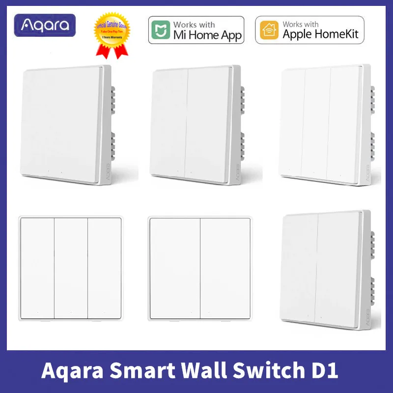 Aqara Smart Wall Switch D1 Zigbee Wireless Remote Control Key Light Switch Neutral Fire Wire Triple Button For Mijia Smart Home