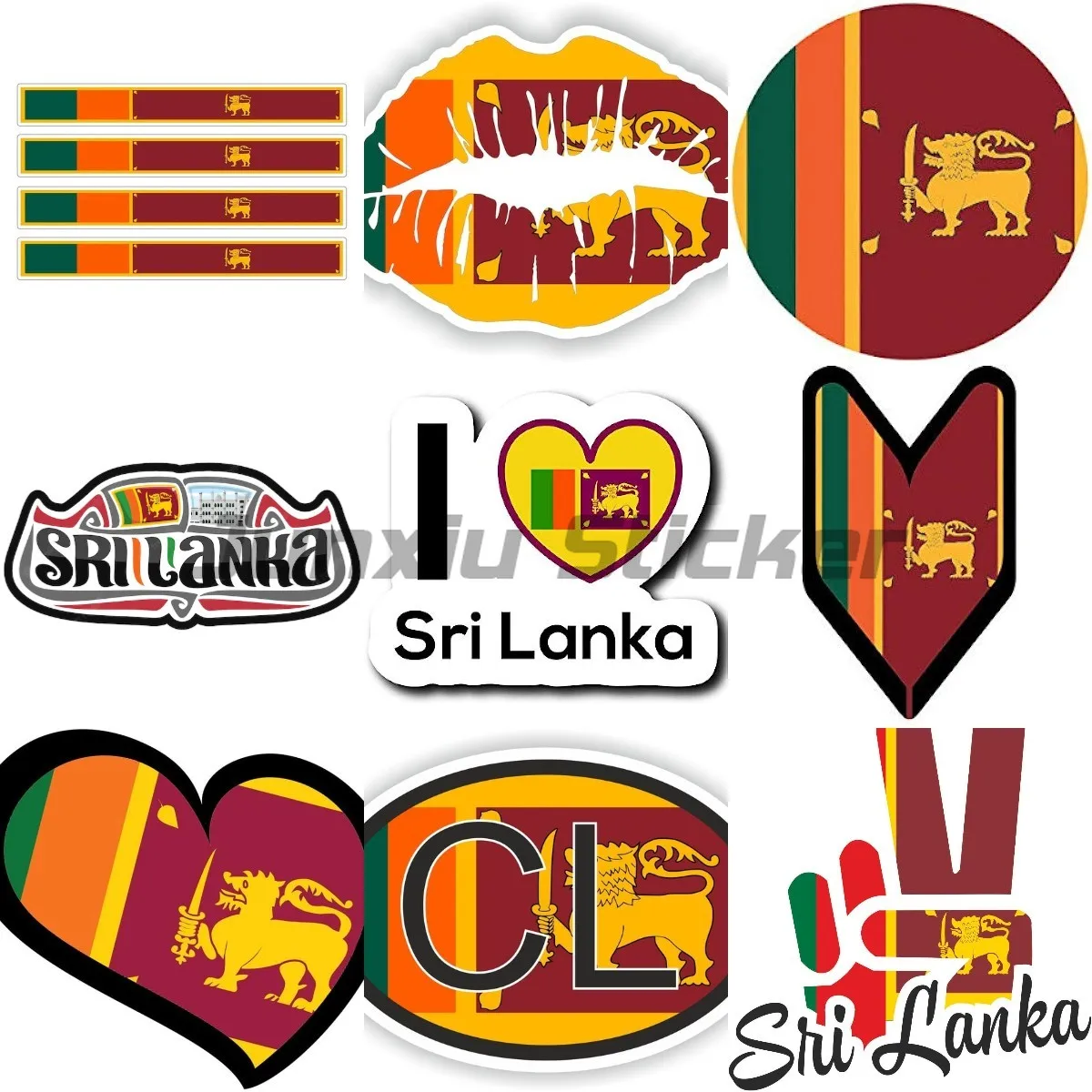 Флаг Шри-Ланки, национальная карта, государственный значок, щит, аксессуары, виниловый автомобиль, мотоцикл, логотип, наклейка, ноутбук, телефон, планшет, ПВХ Декор