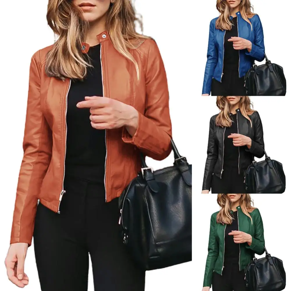 

Fashion Women Outwear Jacket Suit Coat Autumn Winter Short Faux Leather Clothes